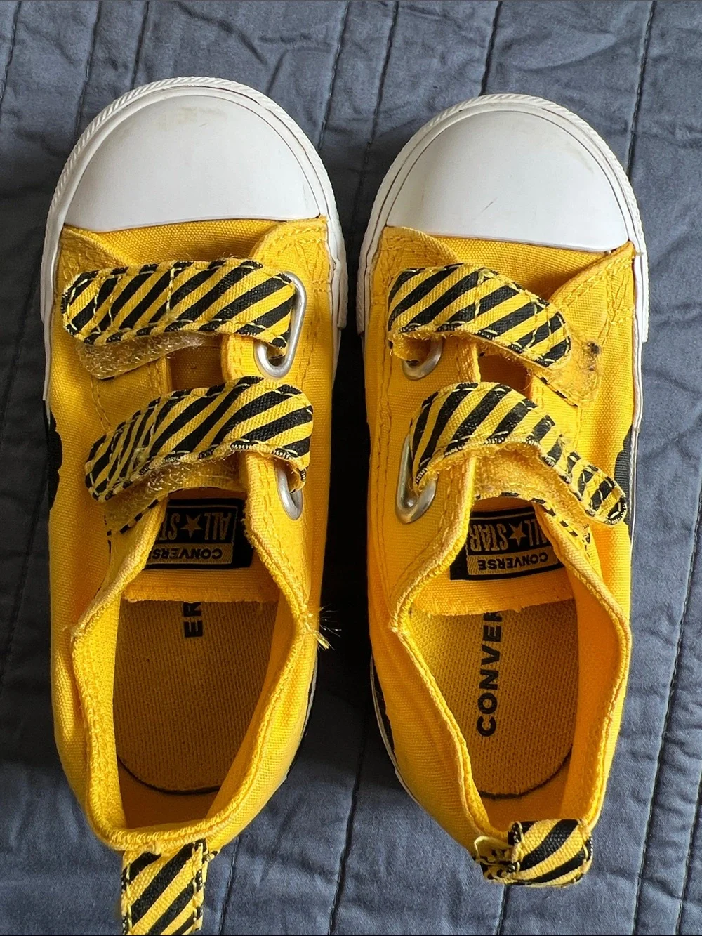 Converse Yellow Construction Car Truck Sneakers with Velcro Size 9T EUC
